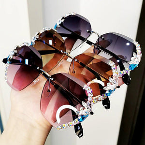 2020 Vintage Fashion Rimless Crystal Sunglasses