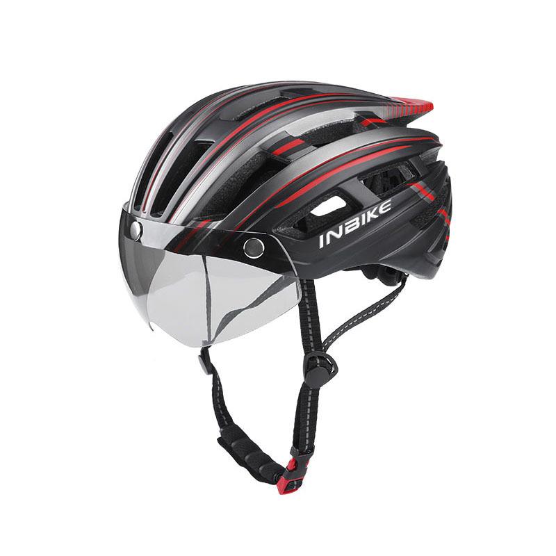 Bike Helmet with Goggles Visor and LED Back Light