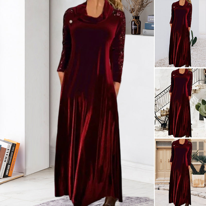 Long Sleeve Velvet Maxi Dress with Sequins