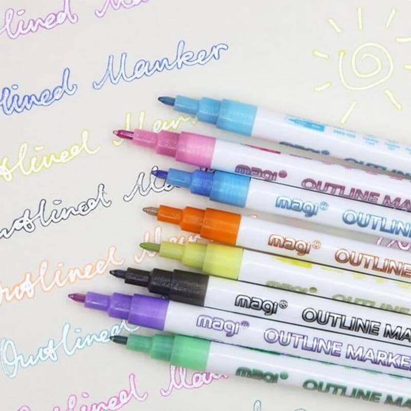 🎄Gorgeous Double Outline Markers Set (8/12 colors)🎁