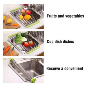 Stainless Steel Roll Up Dish Drying Rack, Foldable