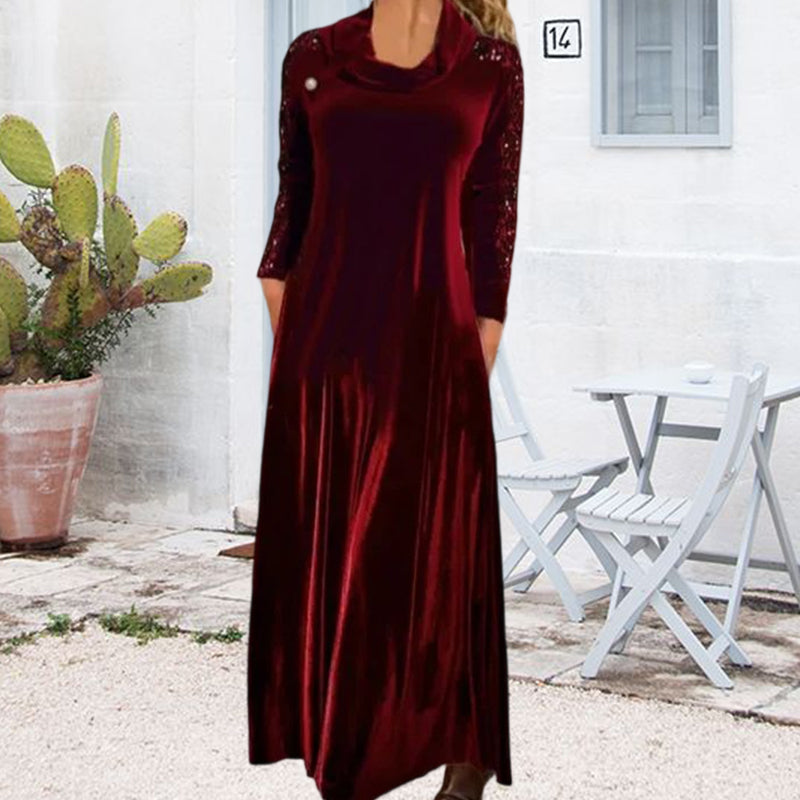 Long Sleeve Velvet Maxi Dress with Sequins