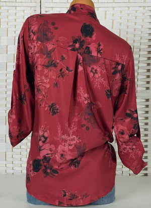 Floral Casual Stand Collar Long Sleeve Blouses TOPS.FL