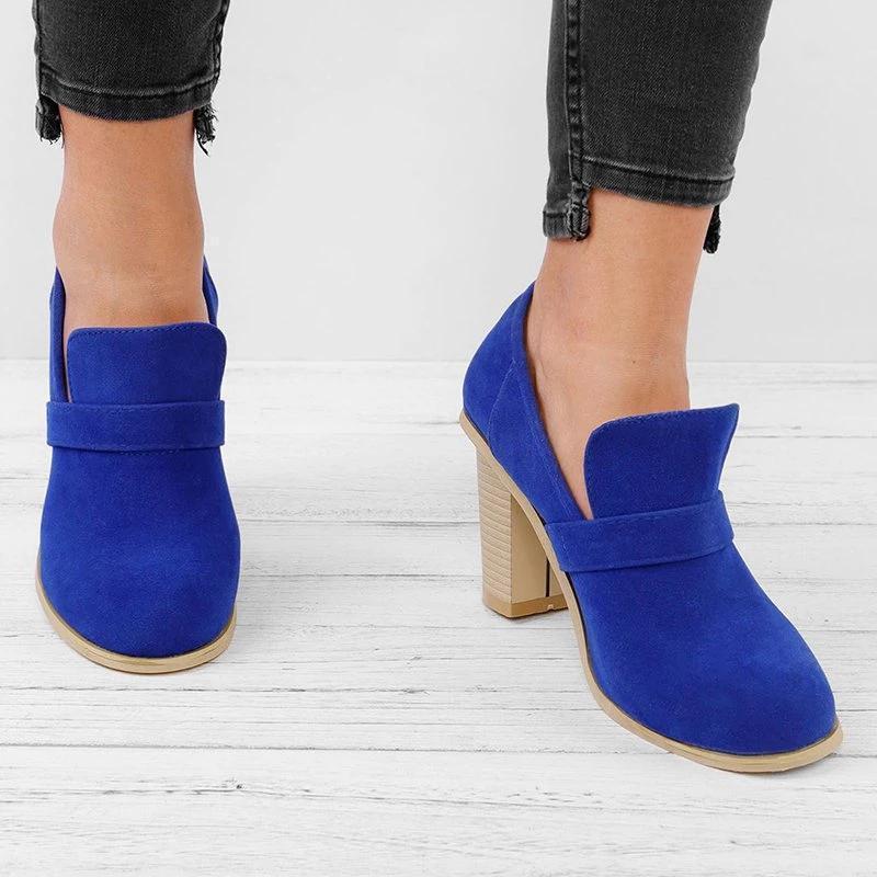 Women Fall Ankle Boots Middle Heel Shoes