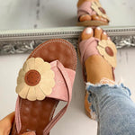 Toe Post Flower Design Flat Sandals
