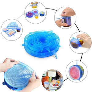 Stretchable food silicone lid, 6 pieces