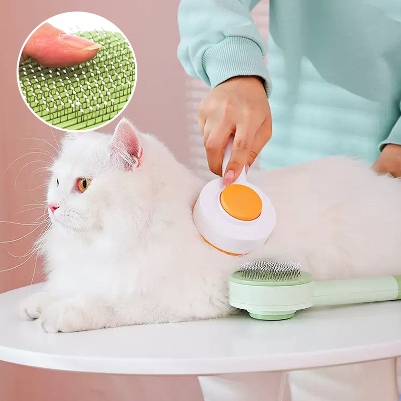 2-in-1 cleansing pet hair removal brush