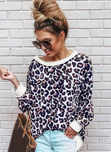 Leopard Streetwear Round Neckline Sweatshirts TOPS.FL
