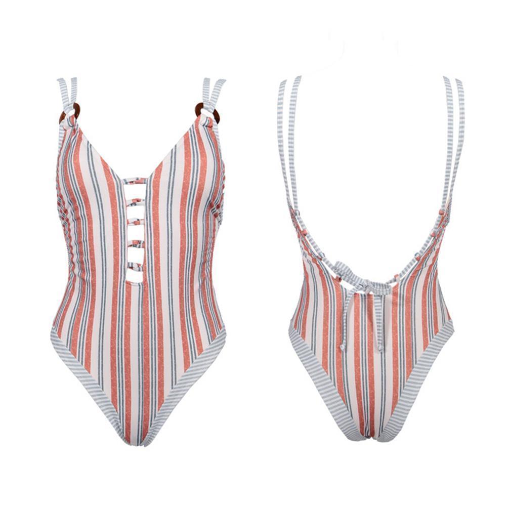 Vintage Stripe Floral One-Piece Swimsuit